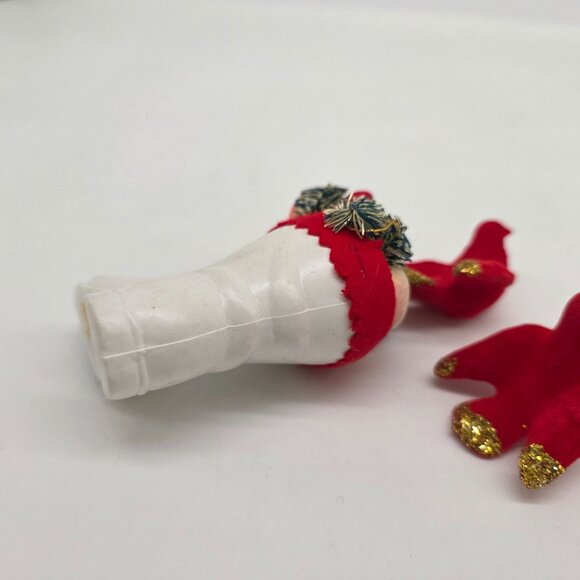 Vintage Blow Mold Christmas Ornament Crafts Flocked Birds White Boot Clip on - Picture 9 of 10